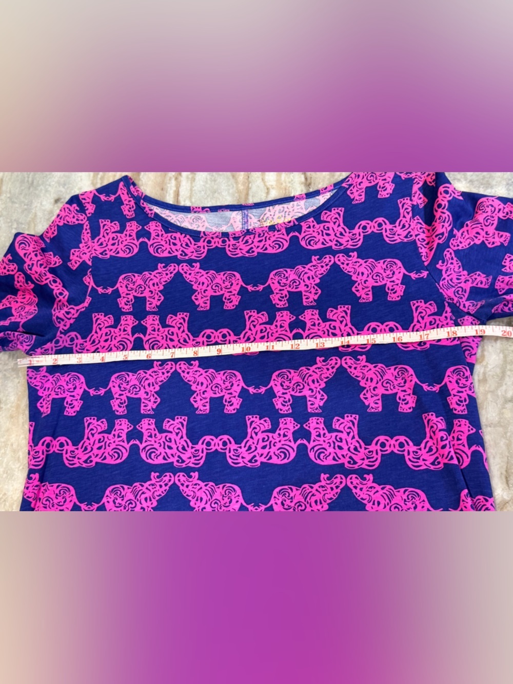 Women’s LILLY PULITZER Marlowe pink and navy elephant print dress- Size medium - Picture 6 of 8